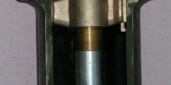Cross-sectional view of an N880 inspection cartridge for Hawle hydrants